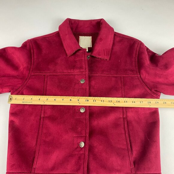 J. Jill Jacket Women's Size Small Faux Suede Burgandy - Picture 14 of 16